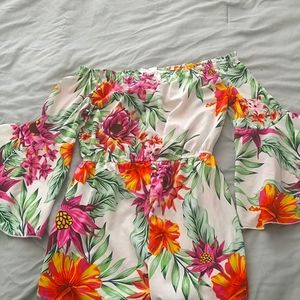 Blush Floral Romper, Large, (White,Pink,Green,Viol